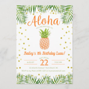 Aloha Luau Verjaardag Uitnodiging Tropische Ananas