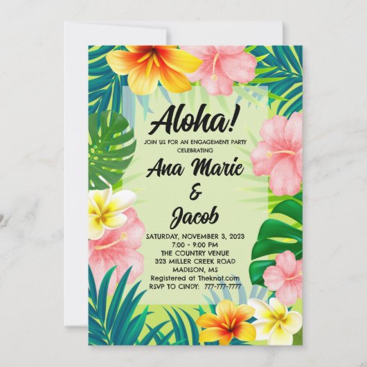Aloha Luau Verloving Feest Borrel uitnodiging (Voorkant)