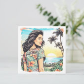 Aloha meisje plat Kaart (Staand voorkant)