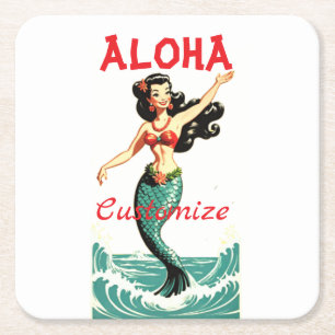 Aloha Mermaid Thunder_Thunder_Cove Vierkante Kartonnen Onderzetter