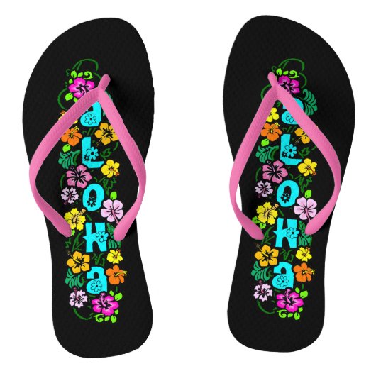 Aloha met bloemen teenslippers (Voetbed)