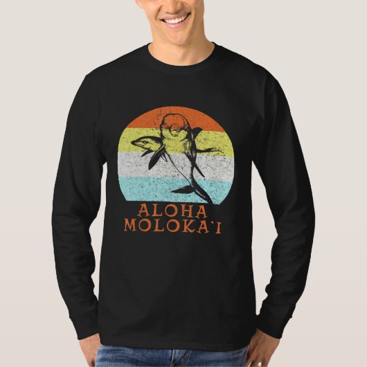 Aloha Molokai  Hawaiian Island Dolphin Artw T-shirt (Voorkant)