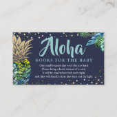 Aloha Navy Blue Pineapple Baby shower Book Request Informatiekaartje (Voorkant)