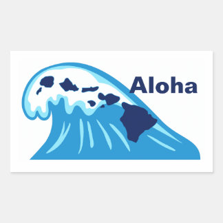 Aloha Ocean Wave Hawaiian Islands Chain Rechthoekige Sticker
