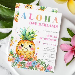 Aloha Onederland Zomer Ananas 1e Verjaardagsuitnod Kaart