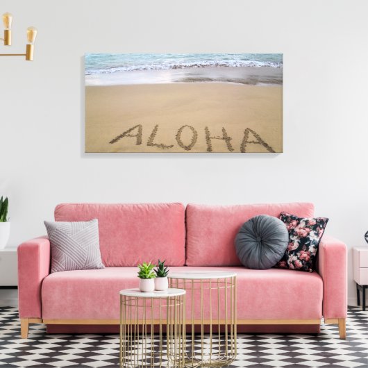 Aloha op het strand canvas afdruk (Insitu (Woonkamer))