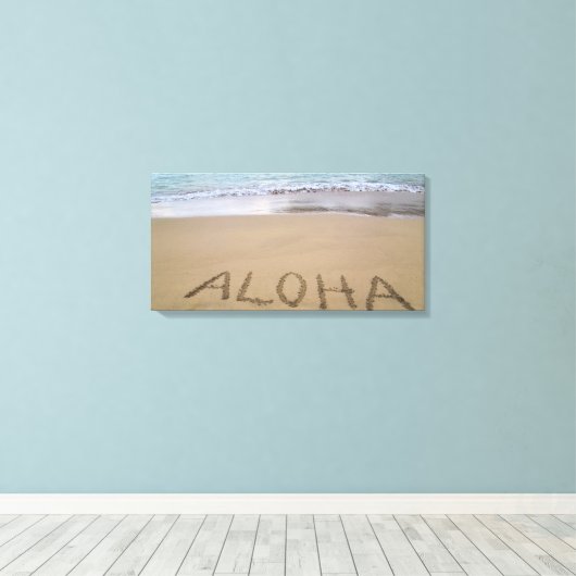 Aloha op het strand canvas afdruk (Insitu (Houten vloer))
