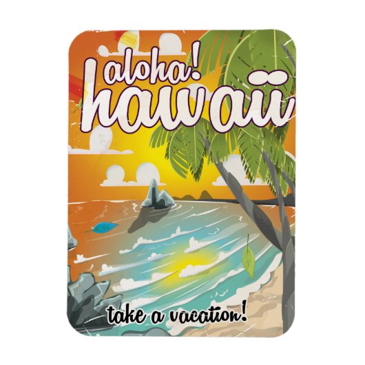 Aloha! Oude poster cartoon Magneet (Verticaal)