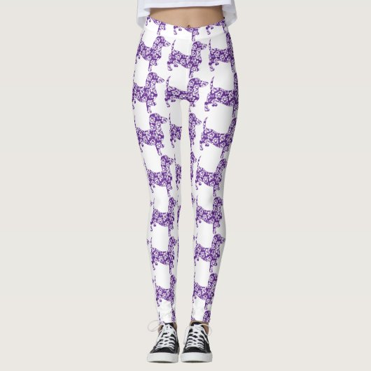 Aloha Paarse Dachshund Leggings (Voorkant)