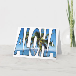 Aloha Palmbomen Hawaii Lahaina Typografie Blanko Feestdagen Kaart