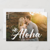 Aloha palmboom 2 foto feestdagenkaart (Voorkant)