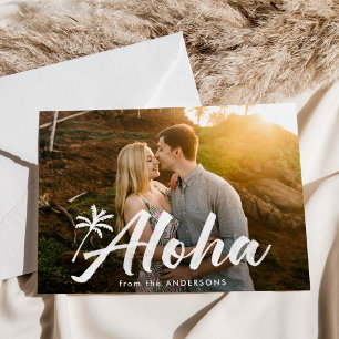 Aloha Palmboom Foto Feestdagenkaart