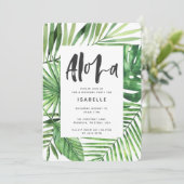 Aloha palme tropicale feuille & script invitation (Debout devant)