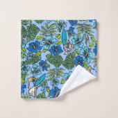 Aloha Patchwork Hawaiian Tropische Prints - Blauwg Bad Handdoek (Wasdoekje)