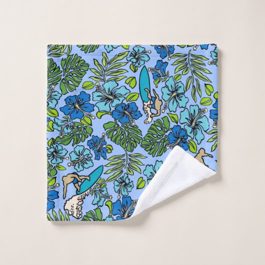 Aloha Patchwork Hawaiian Tropische Prints - Blauwg Bad Handdoek (Wasdoekje)