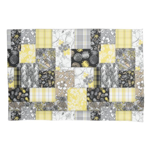 Aloha Patchwork Hawaiian Tropische Prints - Neutra Kussensloop (Voorkant)