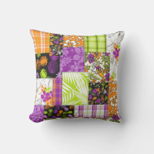 Aloha Patchwork Hawaiian Tropische Prints - Violet Buitenkussen