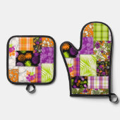 Aloha Patchwork Hawaiian Tropische Prints Violet Ovenwant & Pannenlap Set (Voorkant)