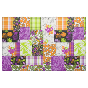 Aloha Patchwork Hawaiian Tropische Prints - Violet Stof