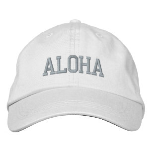 ALOHA-Pet (wit met roze) Geborduurde Pet