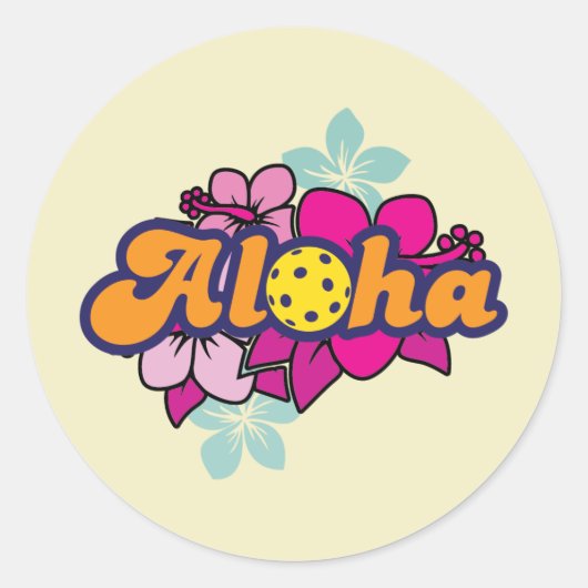 Aloha Pickleball Ronde Sticker (Voorkant)