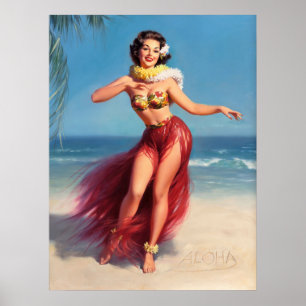 Aloha Pin Up Poster