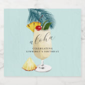 Aloha Pina Colada Green Cocktail Verjaardagsfeestj Sparkling Wijnetiket (Enkel label)