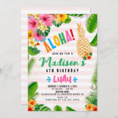 Aloha Pineapple 6e anniversaire de fête Invitation (Devant / Derrière)