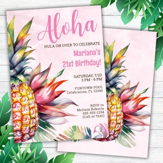 Aloha Pineapple Anniversaire Fête Invitation