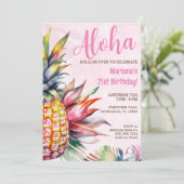 Aloha Pineapple Anniversaire Fête Invitation (Debout devant)