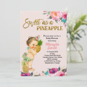 Aloha Pineapple Baby shower Uitnodiging (Staand voorkant)