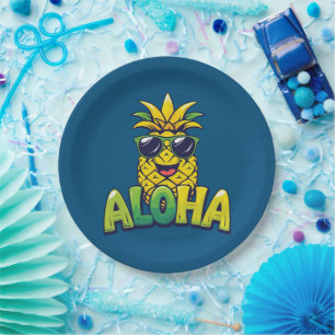 Aloha Pineapple Collectie Blauwgroen papier Borden Papieren Bordje