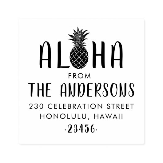 Aloha Pineapple Custom Name Return-adres Rubberstempel (Afrduk)