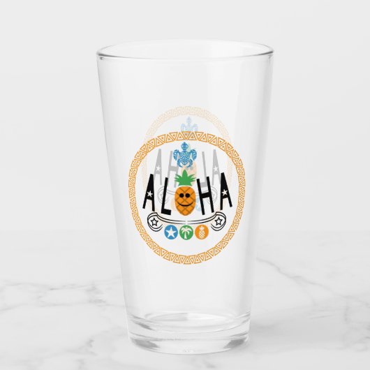 Aloha Pineapple Design - Coupe de verre 16oz (Devant)