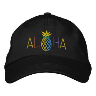 Aloha Pineapple Embroidery Graphic on Geborduurde Pet