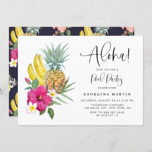 Aloha Pineapple en Hibiscus Tropical Pool Party Kaart