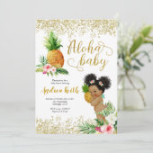 Aloha Pineapple Gold Tropical Pineapple Invitation (Debout devant)