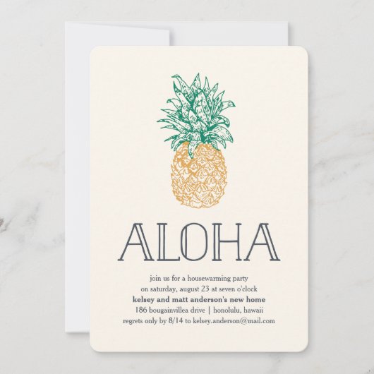 Aloha Pineapple Houseécher Party Invitation (Devant)