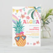 ALOHA Pineapple Luau Summer Birthday Invitation (Debout devant)