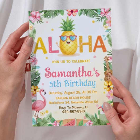 Aloha Pineapple Party Anniversaire Invitation