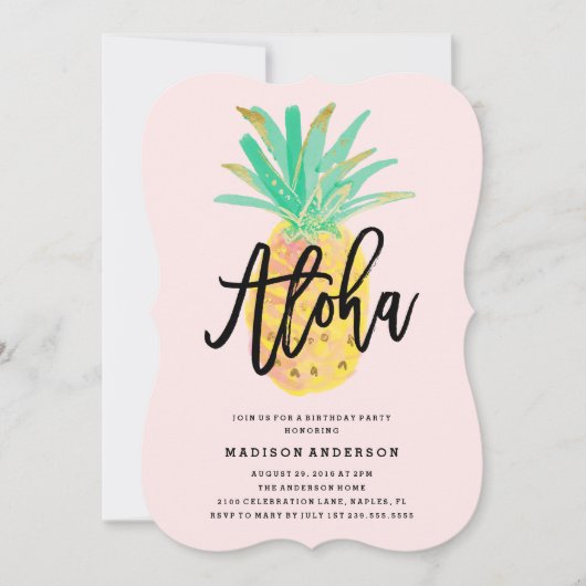 Aloha Pineapple Party Invitation Kaart (Voorkant)