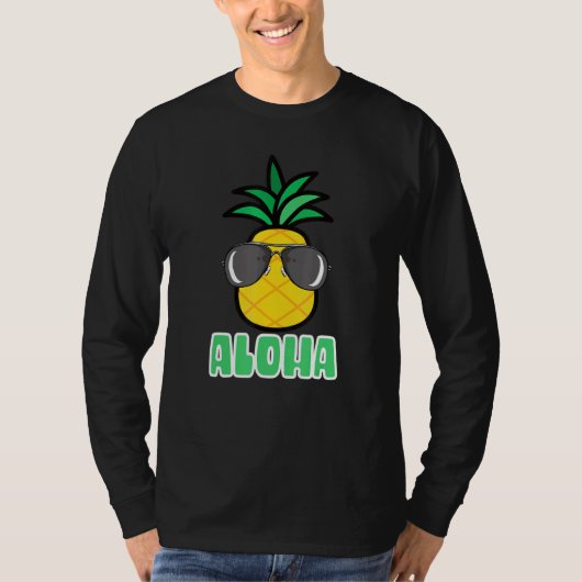 Aloha Pineapple Sunbril Hawaiian Tiki T-shirt (Voorkant)