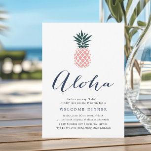 Aloha Pink Ananas Bienvenue Dîner Invitation