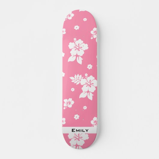 Aloha Pink Classic Hawaiian Seamless Pattern Skateboard (Voorkant)