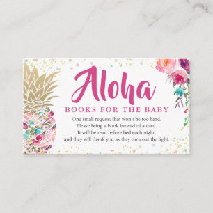 Aloha Pink Pineapple Baby shower Book Request Informatiekaartje