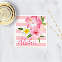Aloha Pink Tropical Flowers and Stripes