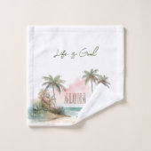 Aloha Plage tropicale Palmiers (Gant de toilette)