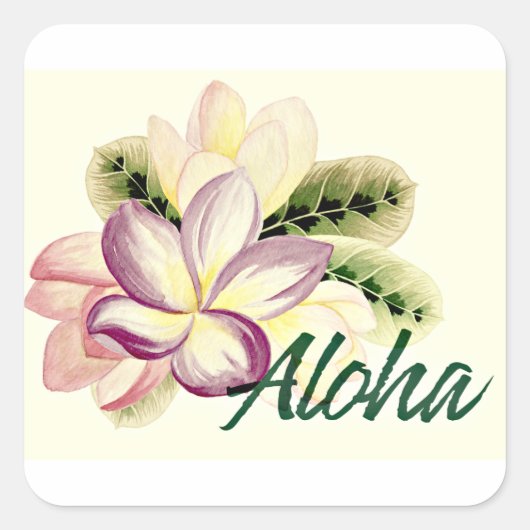 Aloha Plumeria Vierkante Sticker (Voorkant)