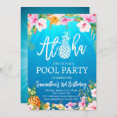 Aloha Pool Party Anniversaire Invitation (Devant / Derrière)