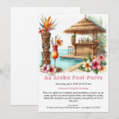 Aloha Pool Party Birthday Invitation – Tropical Kaart (Voorkant / Achterkant)